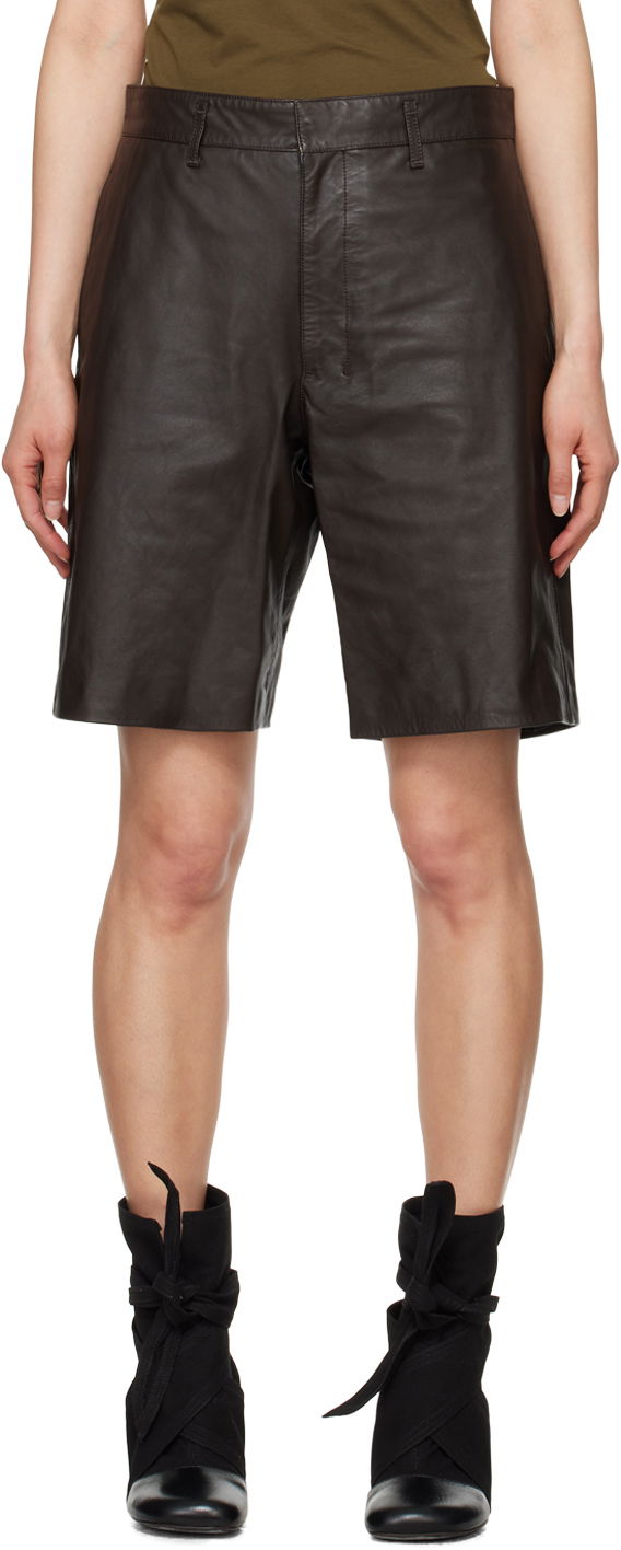 Shorts LEMAIRE Lemaire Lined Leather Shorts Brun | PA1109 LL0068