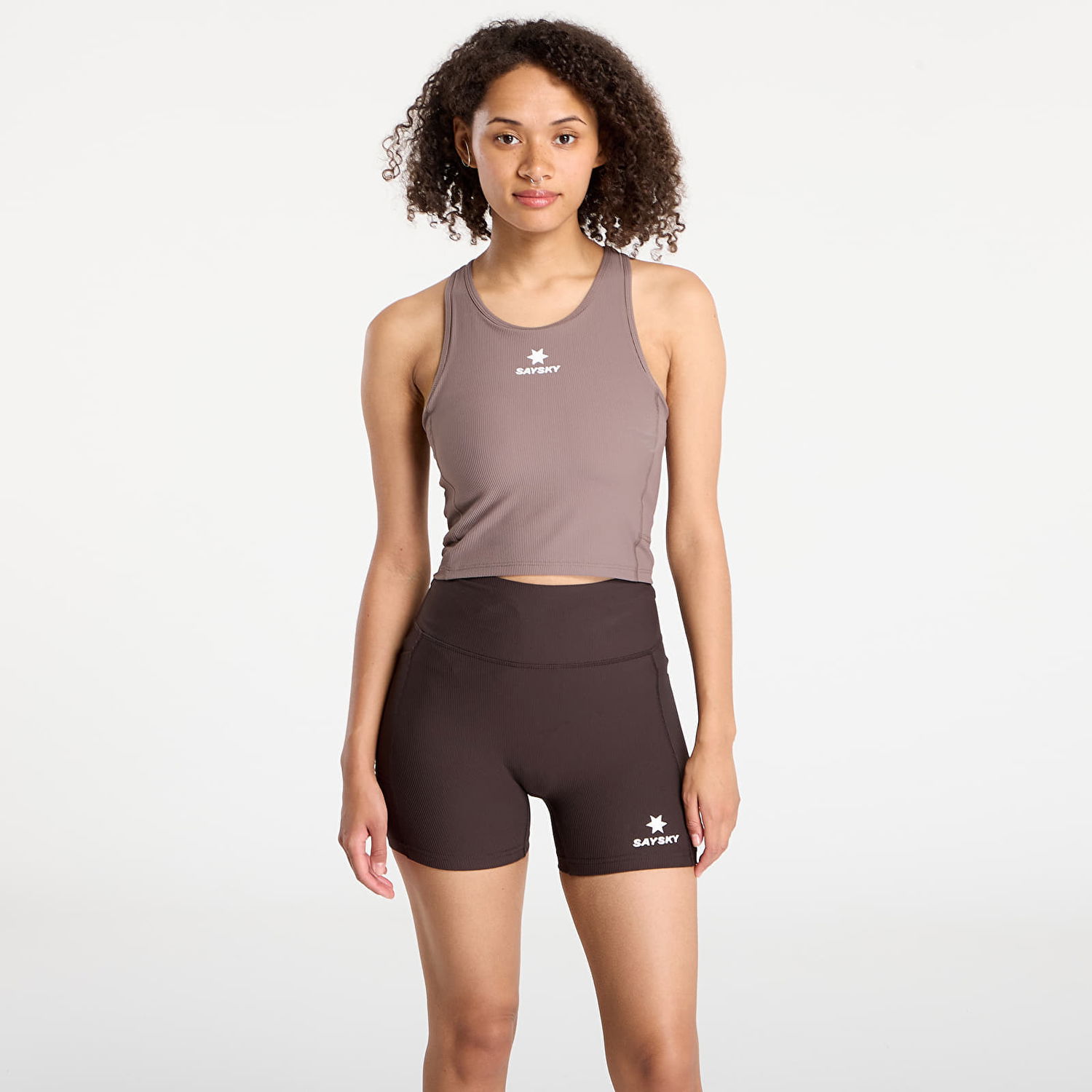 Crop top Saysky SAYSKY Women's Combat Rib Crop Top Brun | OWRSB32C714, 0