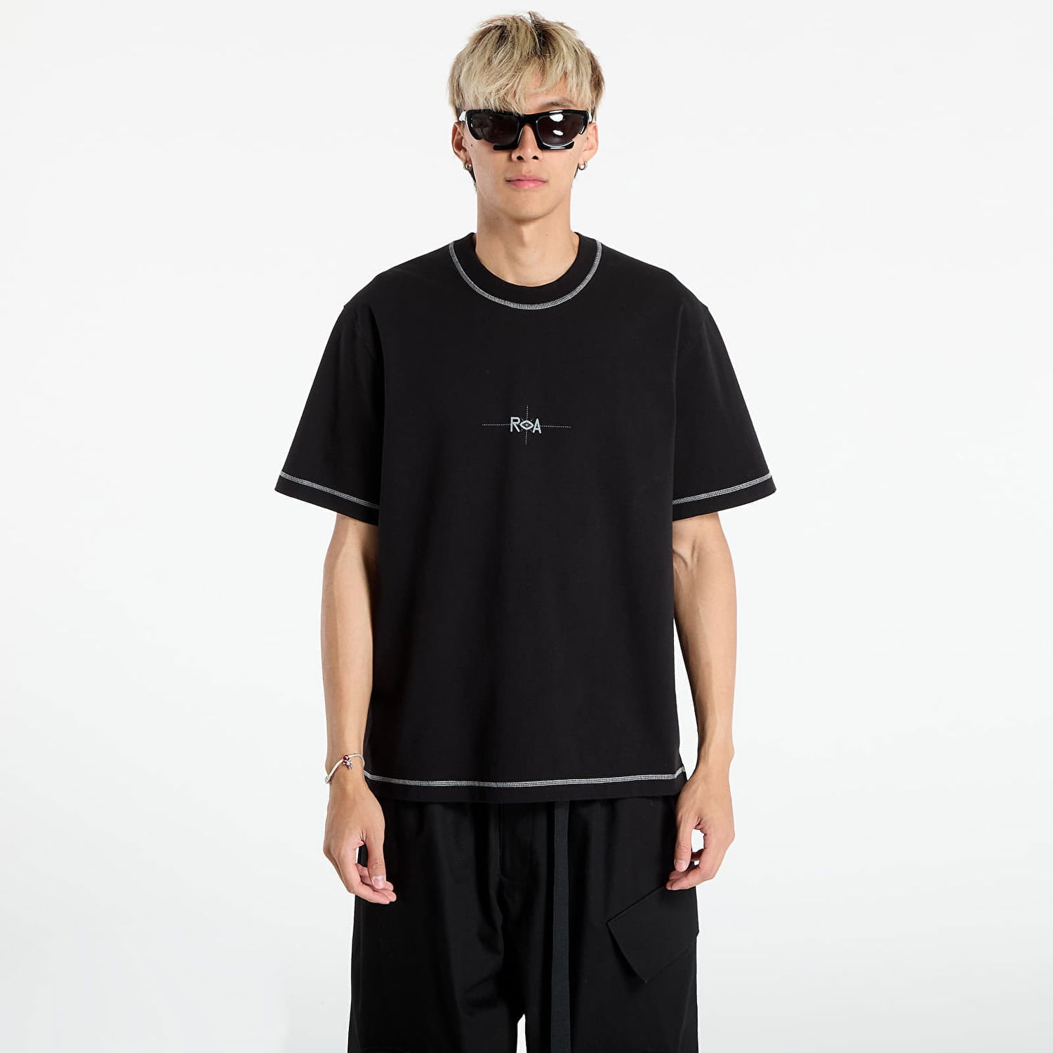 T-shirt ROA ROA Info Stitch Organic T-Shirt Sort | RBMW0545JY58 BLK0001, 0