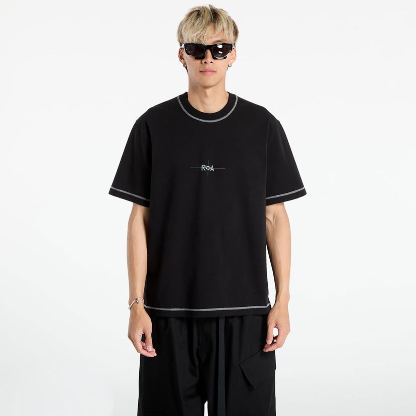 T-shirt ROA ROA Info Stitch Organic T-Shirt Sort | RBMW0545JY58 BLK0001