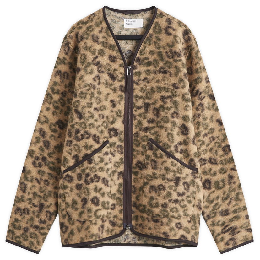 Sweater Universal Works Universal Works Leopard Wool Fleece Liner Jacket, Size Large Brun | P31200-CMO