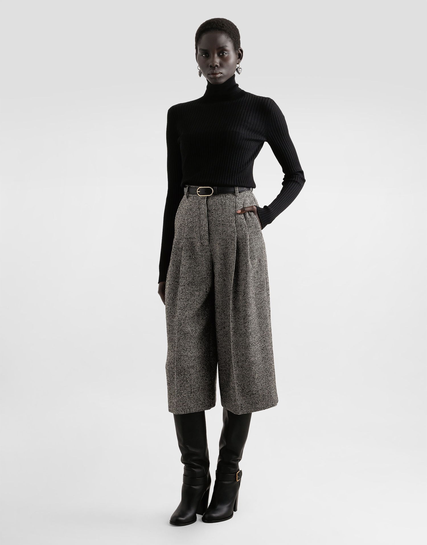 Sweater Dolce & Gabbana Dolce & Gabbana Wool Ribbed Turtleneck Pullover Sort | FXW34TJDVDCN0000, 1