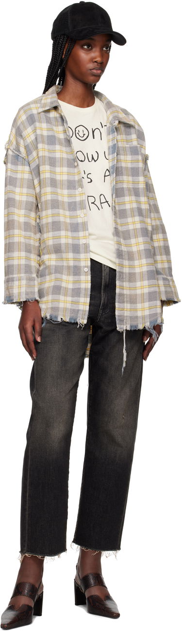 Skjorte R13 R13 Shredded Seam Drop Neck Shirt Grå | R13WR075-R467B, 3