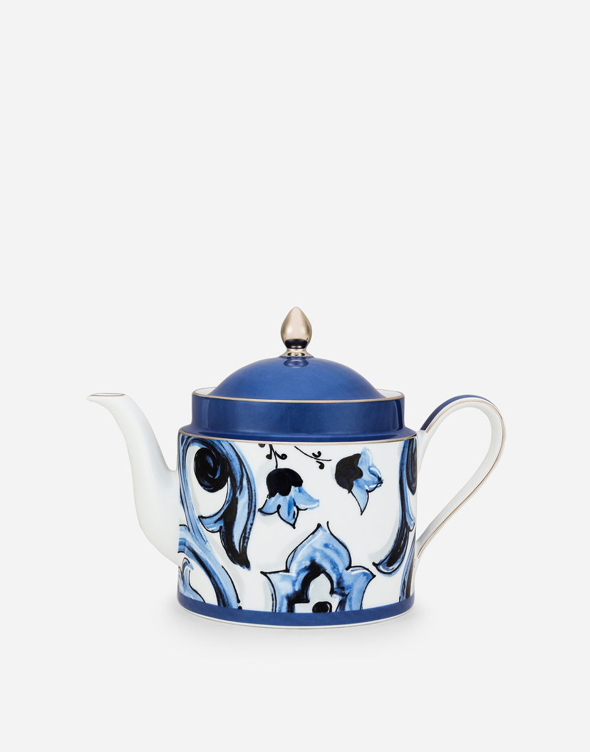 Home decor Dolce & Gabbana Porcelain Teapot With Floral Print Blå | TC0127TCA39UB004
