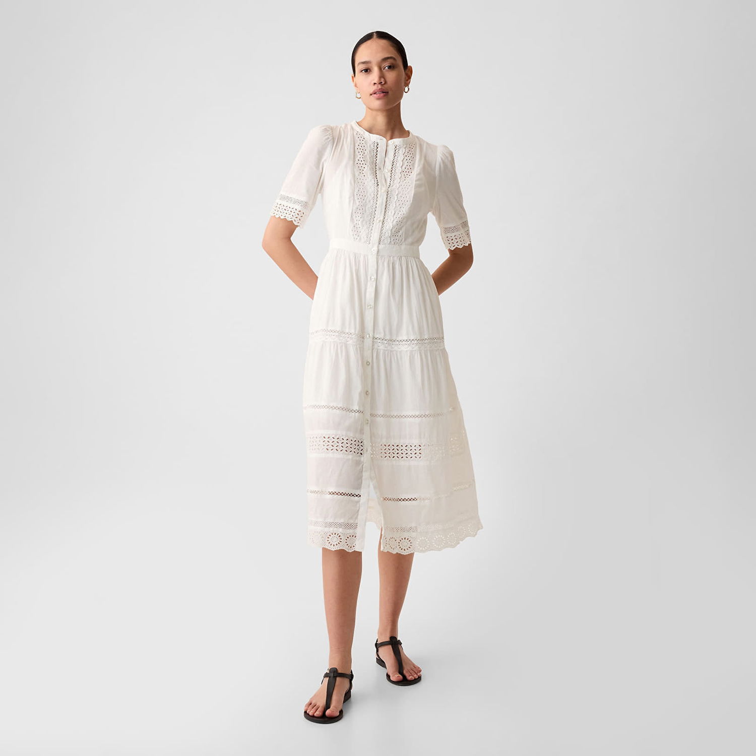 Kjole GAP Dresses Shortsleeve Midi Dress New Off White Beige | 880287-02, 0