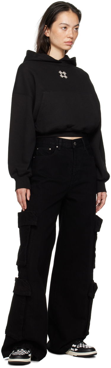 Sweatshirt AMIRI Amiri MA Quad Cropped Hoodie Sort | AWJYHD1015, 3