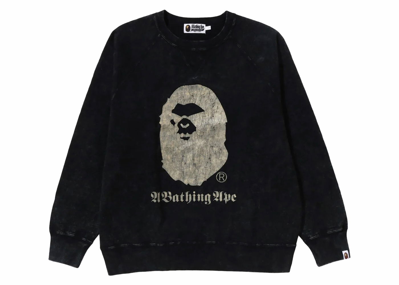 Sweatshirt BAPE BAPE A Bathing Ape Overdye Relaxed Fit Crewneck Black Sort | 1K30-113-015, 0