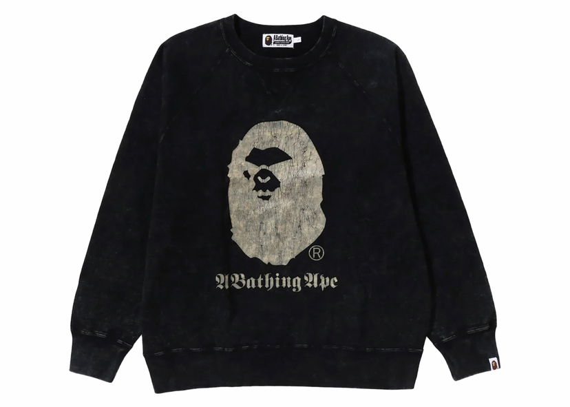 Sweatshirt BAPE BAPE A Bathing Ape Overdye Relaxed Fit Crewneck Black Sort | 1K30-113-015
