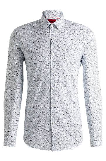 Skjorte BOSS Slim-Fit Printed Cotton Poplin Shirt Hvid | 50539807
