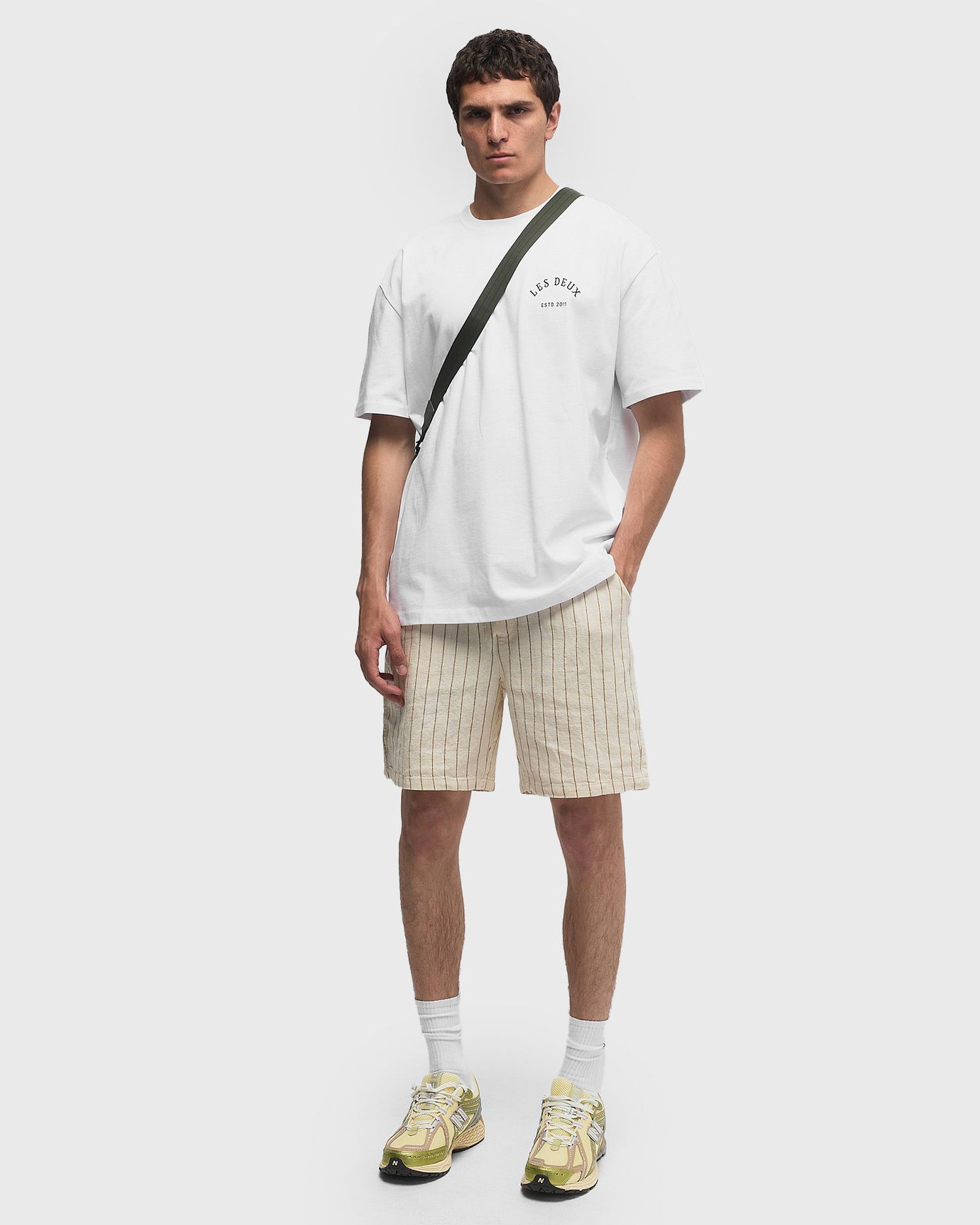 Shorts Les Deux Otto Linen Striped Shorts Beige | 1000095-215, 1