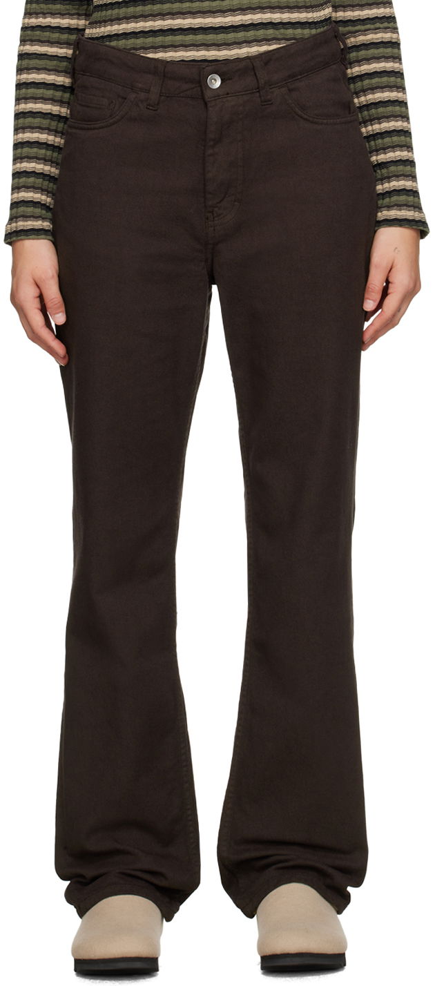 Jeans YMC Patti Flare Jeans Brun | Q4UMF