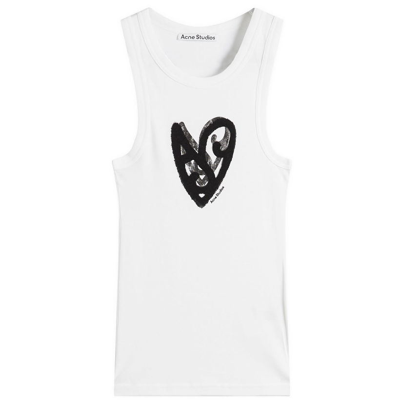 Tanktop Acne Studios Women's Sleeveless T-Shirt with AS Heart Print Hvid | CL0358-183