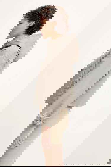 Jakke Sporty & Rich Sporty & Rich Sr Runner Nylon Quarter Zip Oversize Jacket Beige | OW026622139GY15, 1