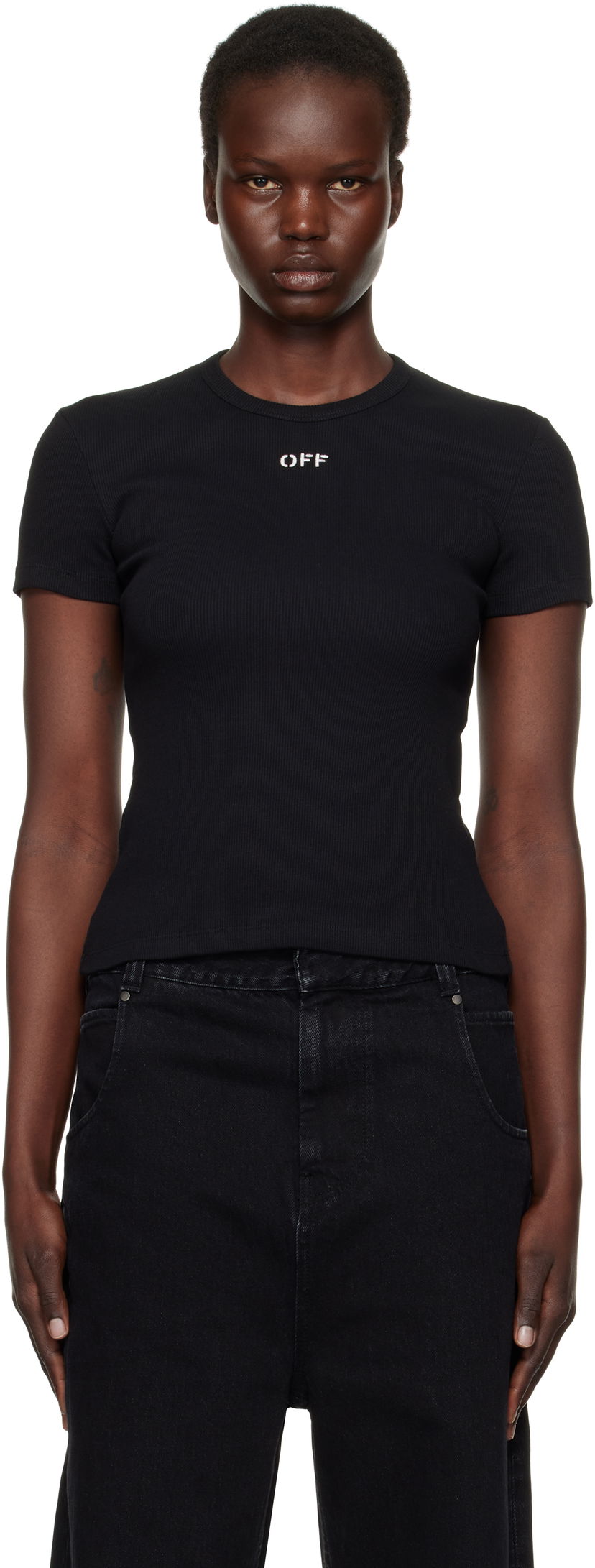 T-shirt Off-White Stamp Rib Basic T-Shirt Sort | OWAA065C99JER0051001