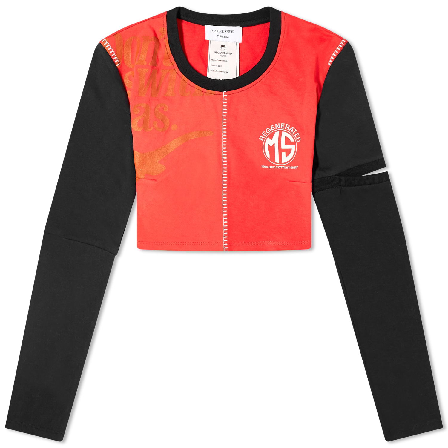 Crop top Marine Serre Regenerated Orange | WTT005-RD10, 0