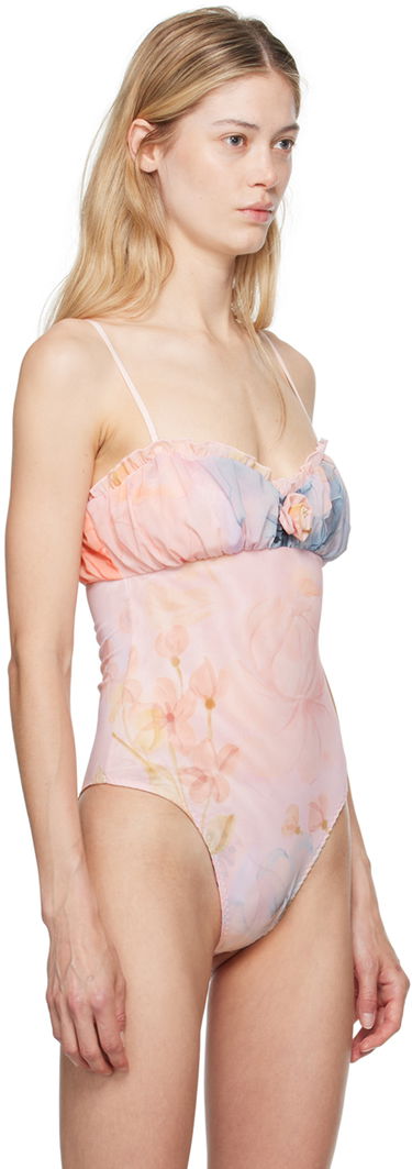 Krop GUIZIO GUIZIO Adelpha Floral-Print Ruched Bodysuit Lyserød | P24D02K067, 3