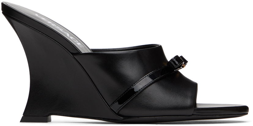 Tilbehør Versace Versace Gianna Ribbon Wedge Mules Sort | 1016196_1A02310_1B00V