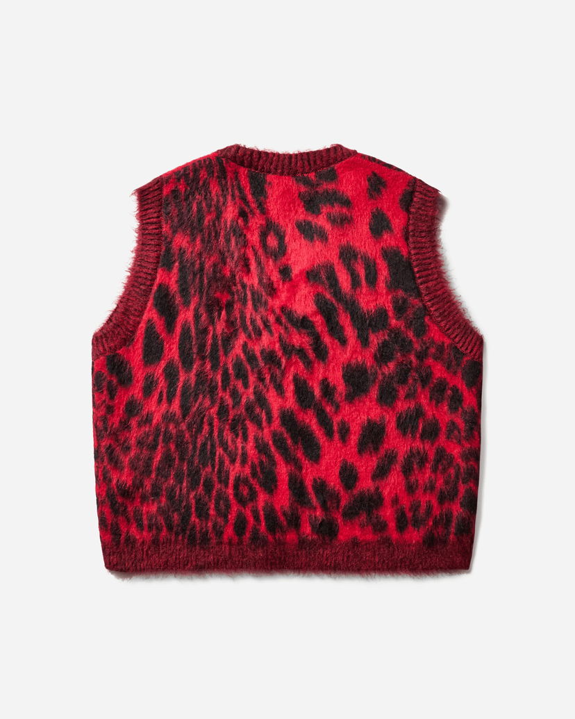 Vest Aries Brushed Leopard Print Vest Rød | AR4004104 Red