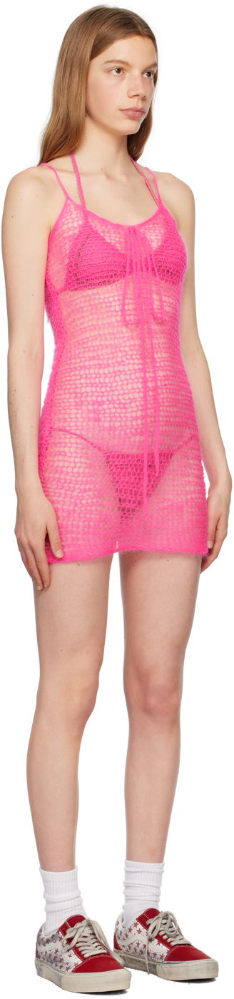 Kjole ERL Open Knit Bow Minidress Lyserød | ERL06O104, 1