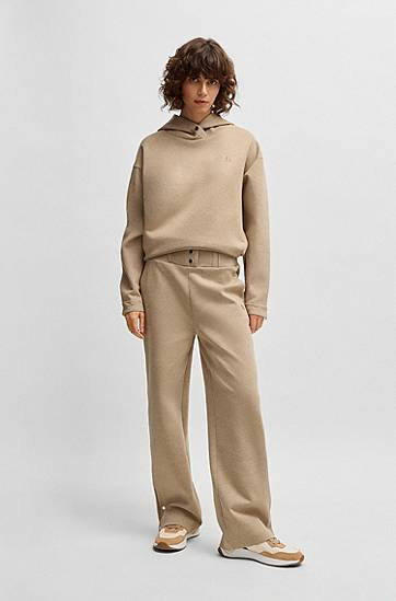Sweatshirt BOSS Cotton-Blend Hoodie with Monogram Beige | 50532026, 1