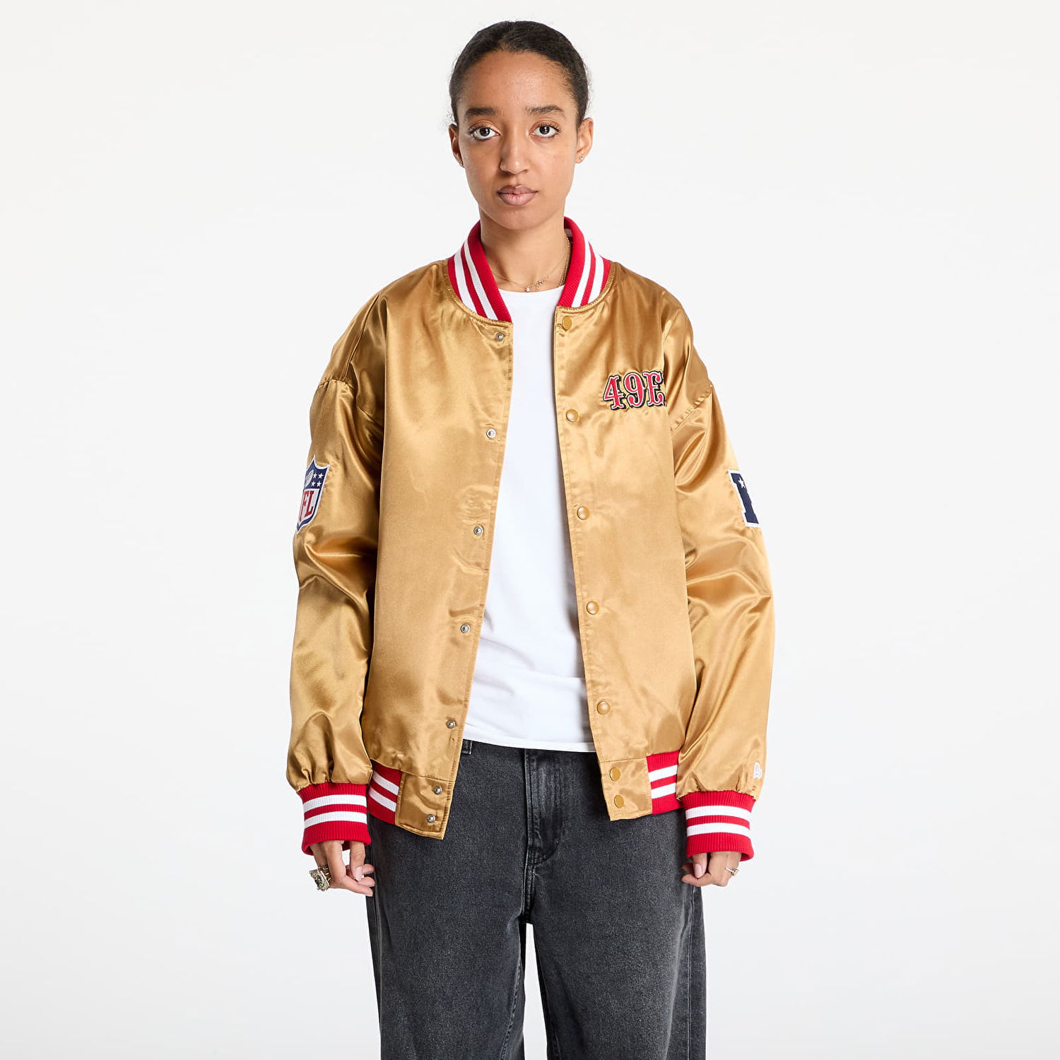 Bomberjakke New Era Satin Bomber Jacket Gul | 60580609, 1