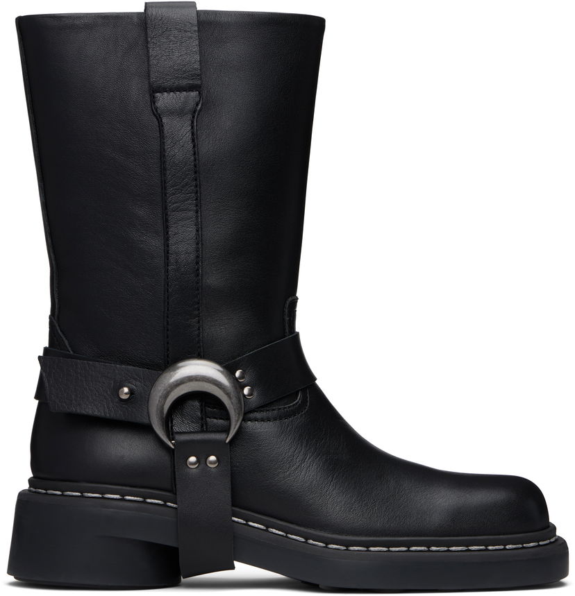 Tøj Marine Serre Marine Serre MS Moto Leather Boots Sort | WFW045A RLEA0017