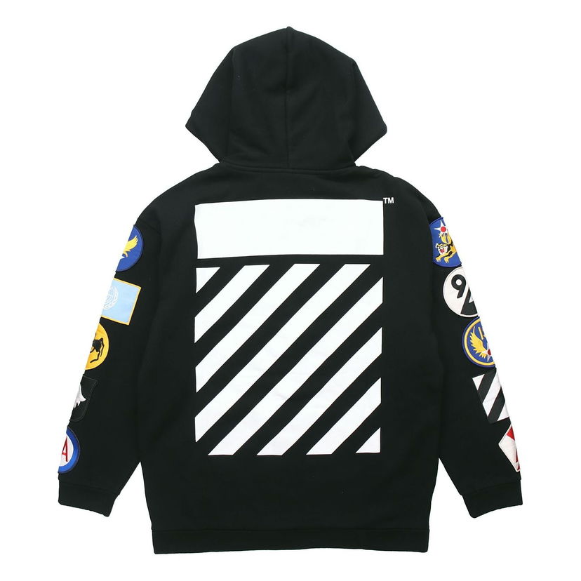 Sweatshirt Off-White Detail Patch Long Sleeve Hoodie Sort | OMBB009G20JER0011001