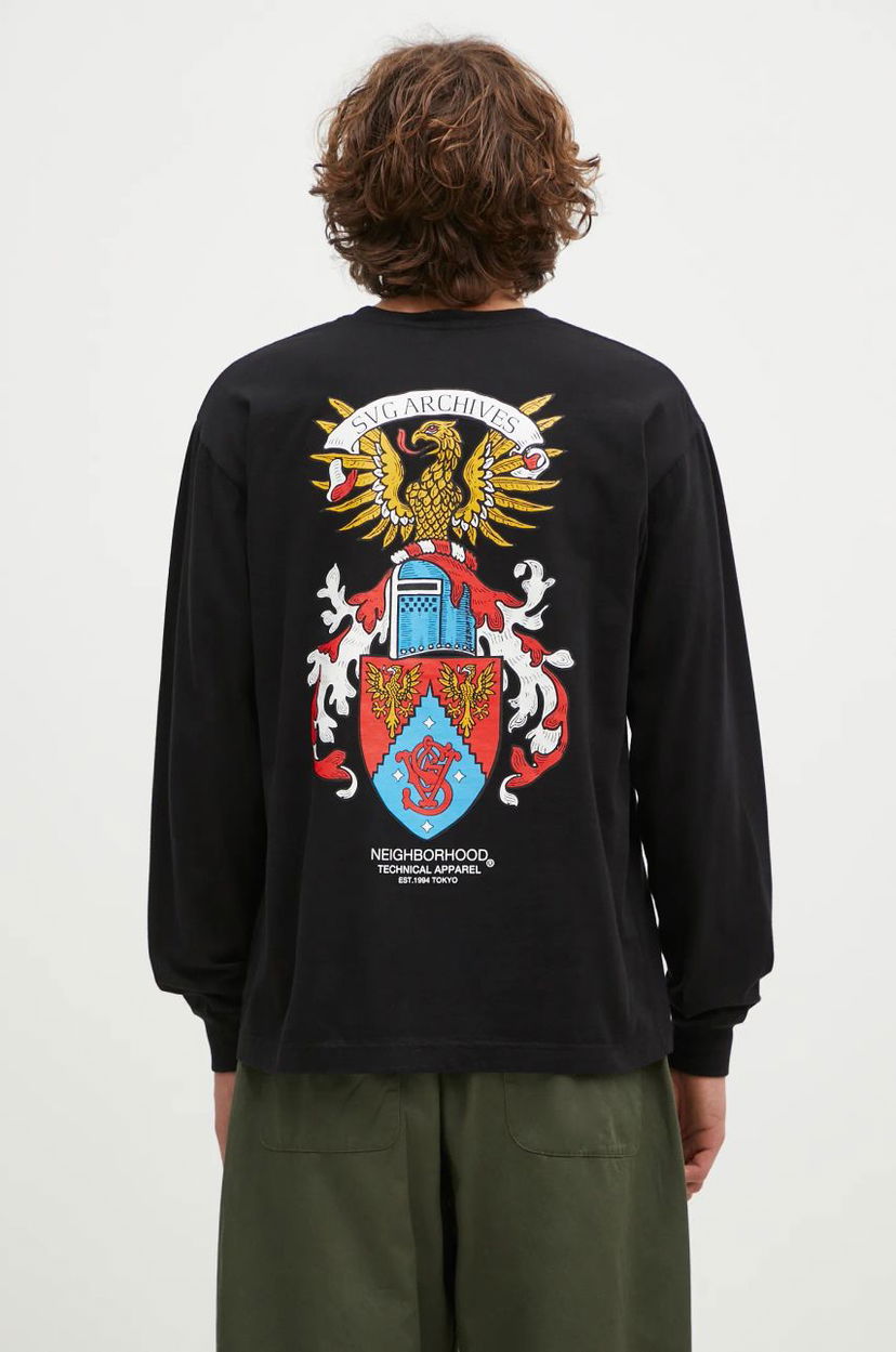 T-shirt Neighborhood Black Long Sleeve T-Shirt with Graphic Print Sort | 242PCNH.LT13