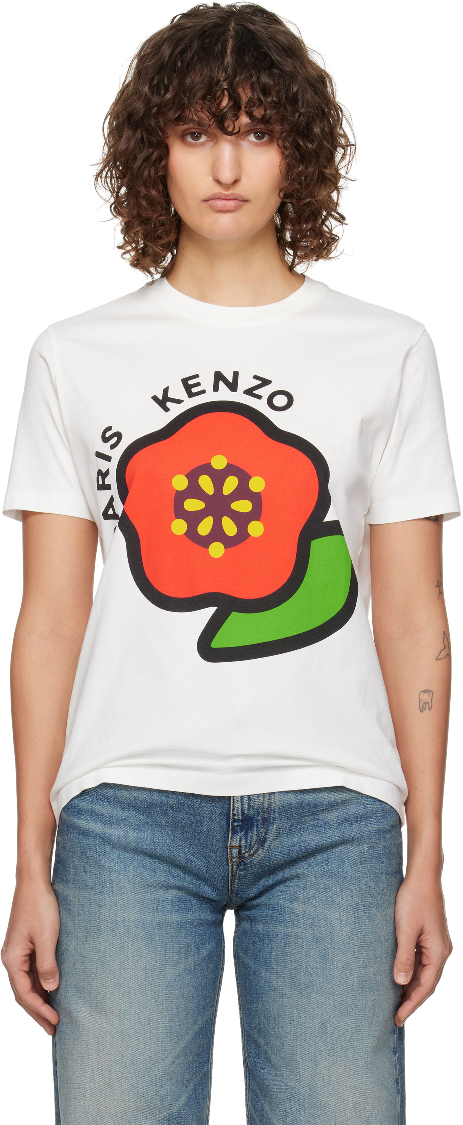 T-shirt KENZO Pop Flower Graphic Loose T-Shirt Hvid | FF52TS1684SO, 0