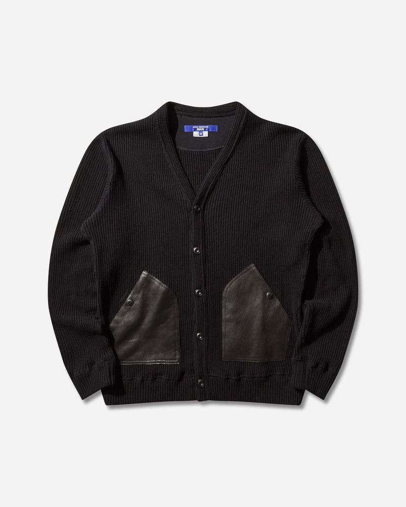 Sweater Junya Watanabe Junya Watanabe Ribbed Knit Wool Cardigan with Leather Pockets Sort | WP-T011-W25 1