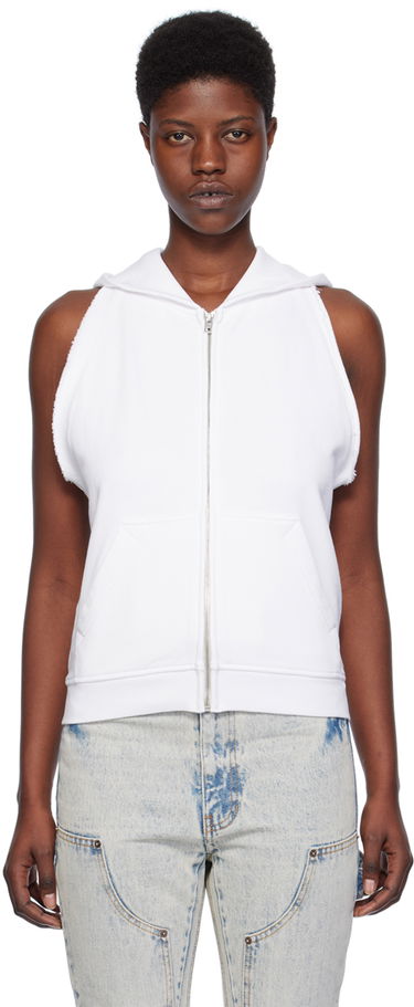 Sweatshirt We11done Sleeveless Zip Hoodie Hvid | WD-TJ0-24-756-W-WH, 0
