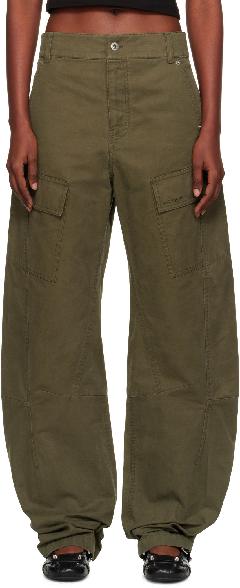 Cargo bukser We11done We11done Curved Cargo Trousers Grøn | WD-PT2-25-216-W-KK