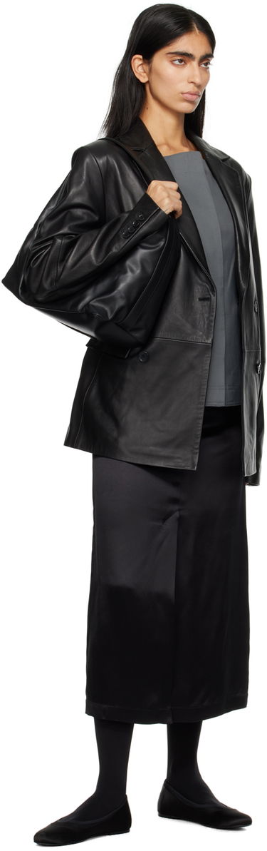 Jakke Loulou de Saison Loulou de Saison Davao Double-Breasted Leather Jacket Sort | DAVAO, 3