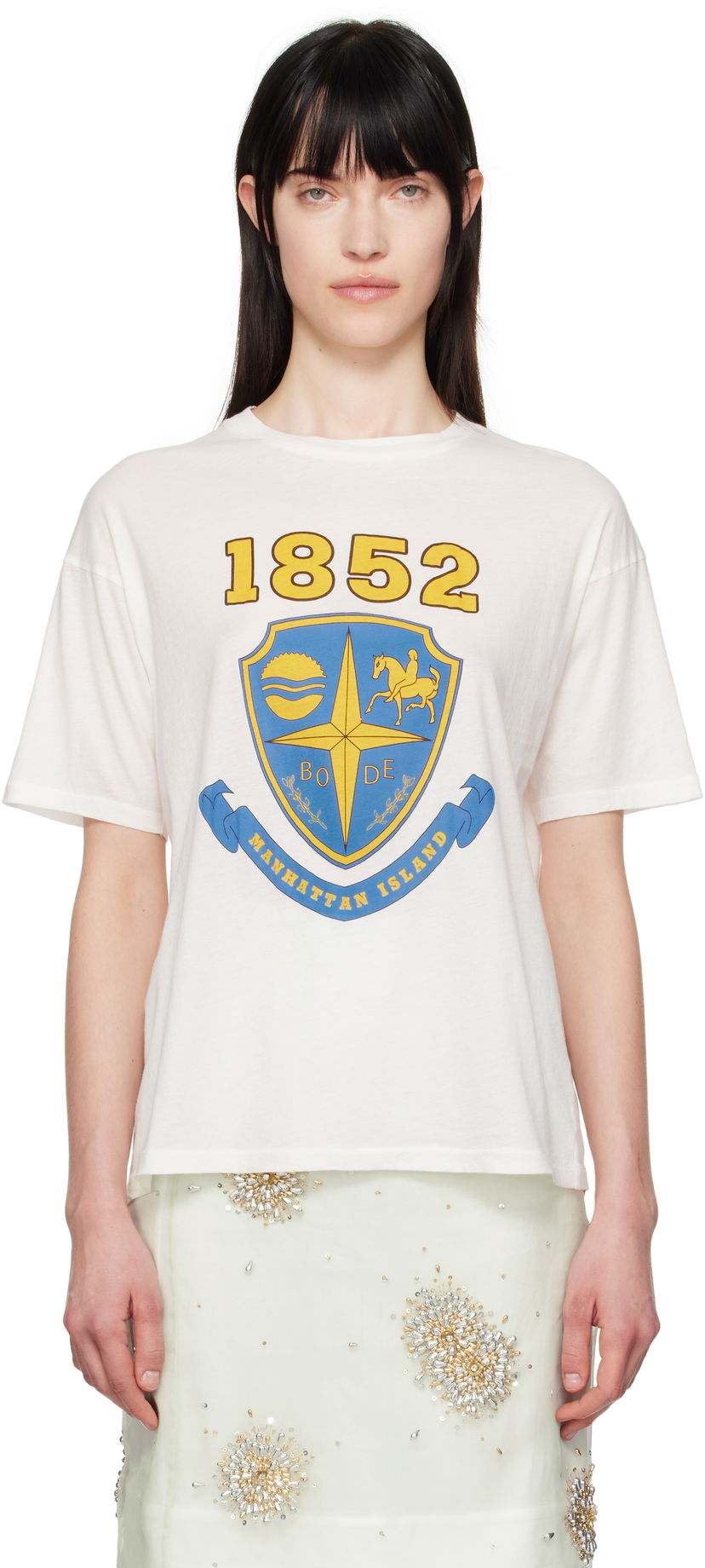T-shirt Bode Bode Crest Boxy T-Shirt Hvid | MRS25CS008