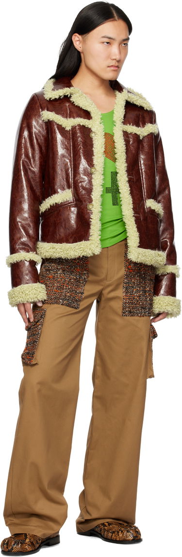 Jakke Anna Sui Anna Sui Runway Faux-Leather and Shearling Jacket Brun | M824A31, 3