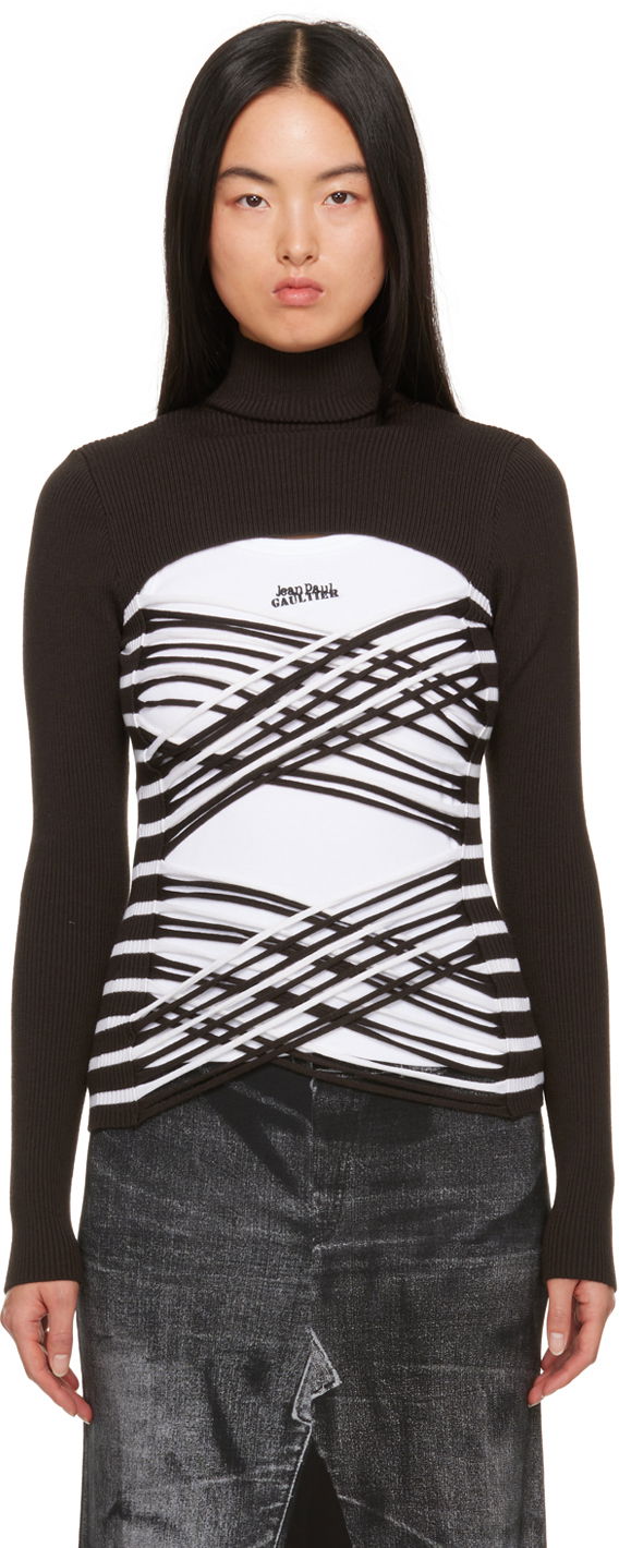 Sweater Jean Paul Gaultier Jean Paul Gaultier Striped Turtleneck Top Sort | 23/15-F-PL038-M056-6001