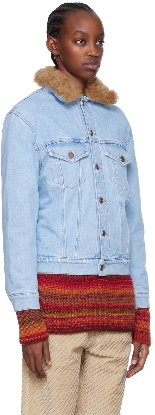 Jakke ERL ERL Faux Shearling Denim Jacket Blå | ERL04J007, 1