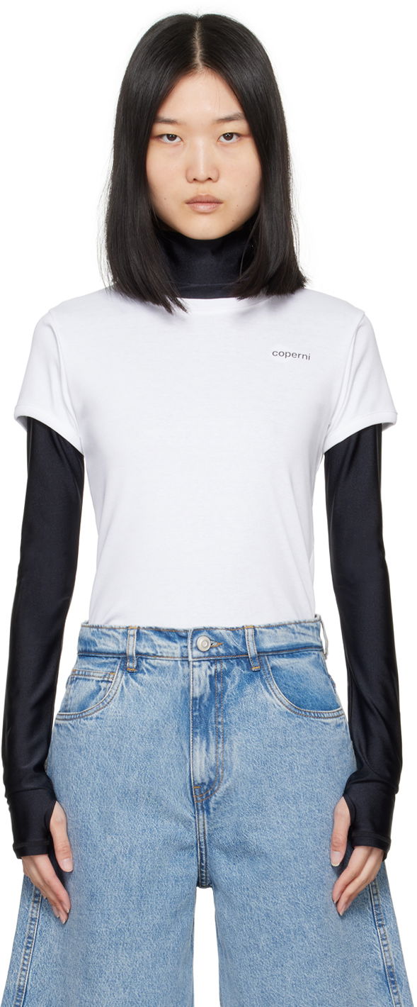 T-shirt Coperni Designer Second Skin Logo T-Shirt Hvid | COPJS07F5012, 0