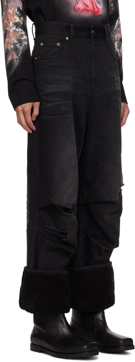 Jeans We11done We11done Faded Shearling Cuff Jeans Sort | WD-DP3-23-315-M-BK, 1