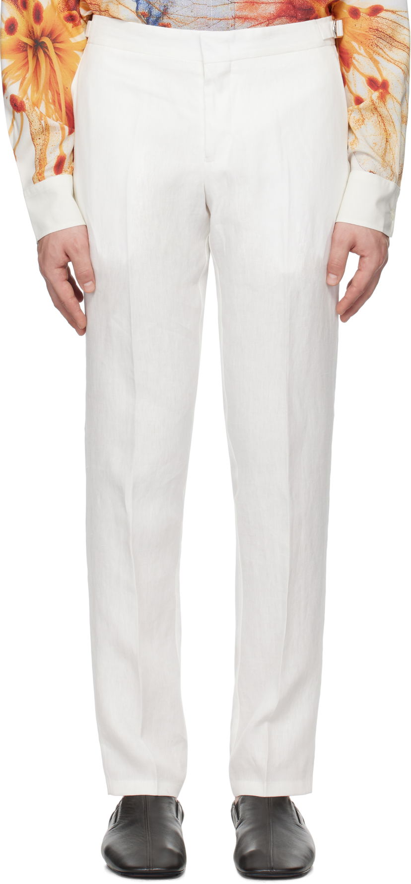 Bukser Orlebar Brown Orlebar Brown Griffon Linen Trousers Hvid | 280107