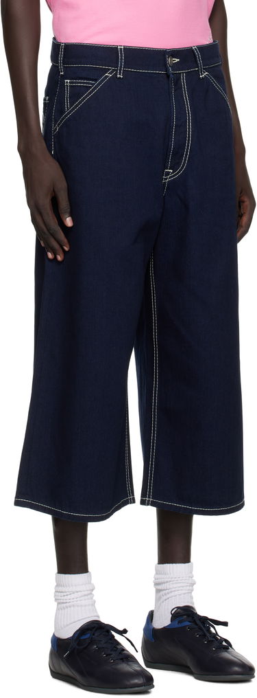 Shorts Acne Studios Acne Studios Embroidered Denim Shorts Mørkeblå | CE0072-, 1