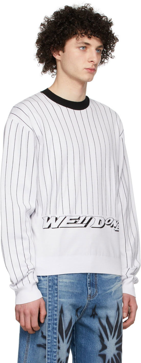 Sweater We11done We11done Pinstripe Rayon Sweater Hvid | WD-KT1-22-619-U-WH, 1