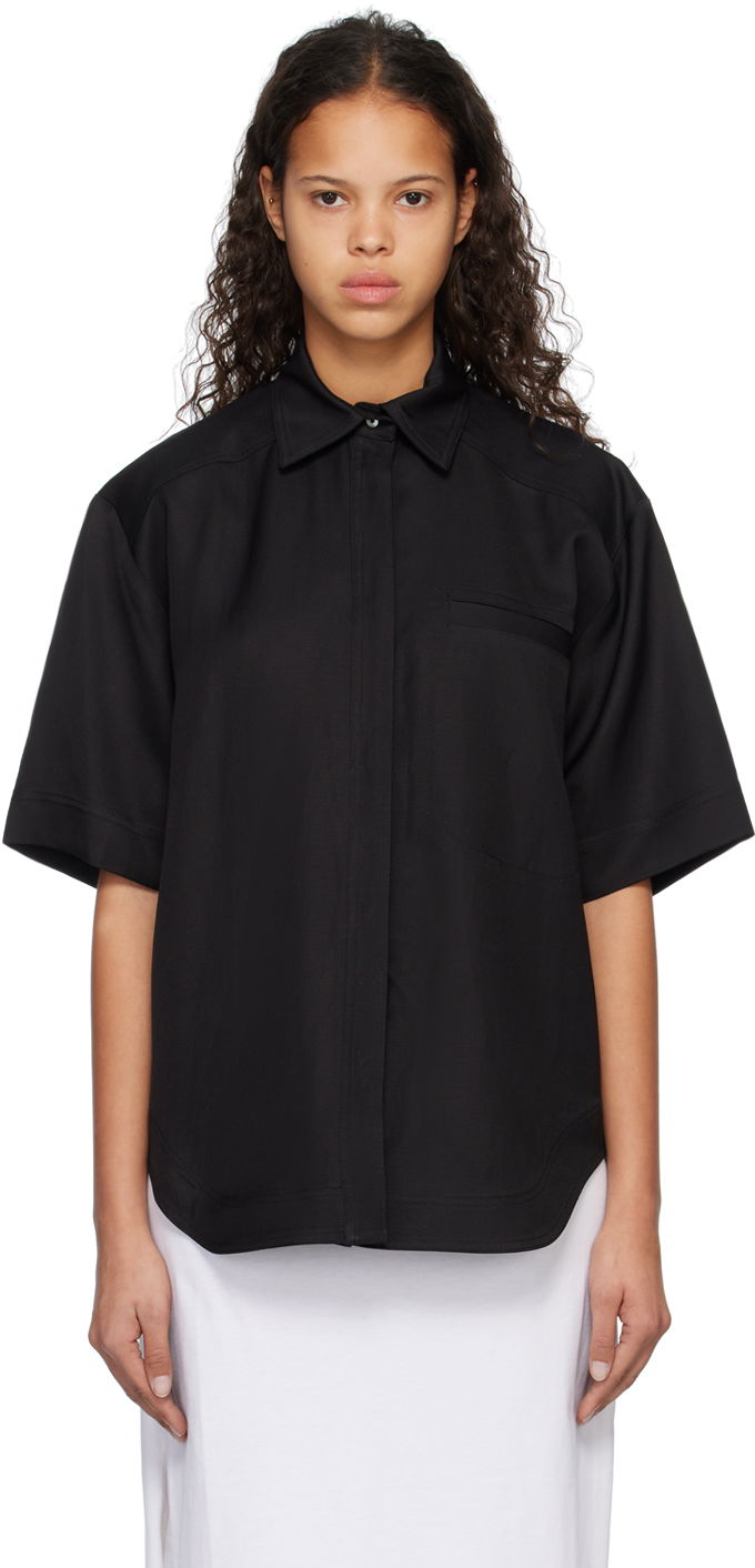 Skjorte Loulou de Saison Loulou de Saison Moheli Short Sleeve Shirt Sort | MOHELI