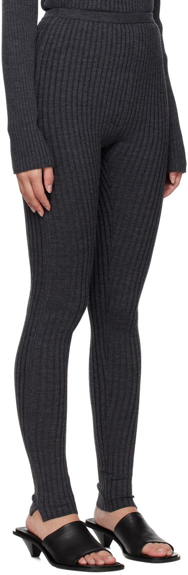 Leggings TOTEME TOTEME High-Rise Ribbed Knit Leggings Grå | 231-2003-321, 1