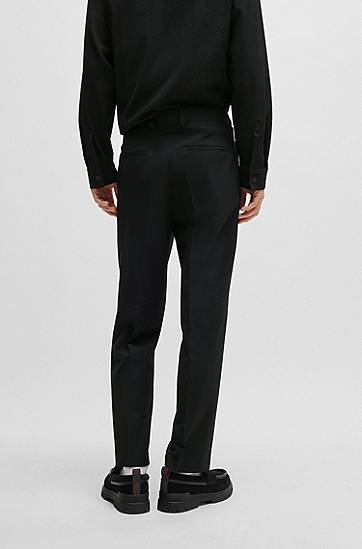 Bukser BOSS Slim-Fit Seersucker Trousers Sort | 50540189, 1