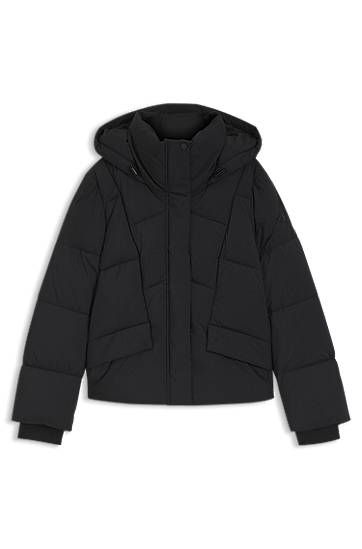 Puffer jakke BOSS Padded Hooded Jacket with Piped Details Sort | 50546845