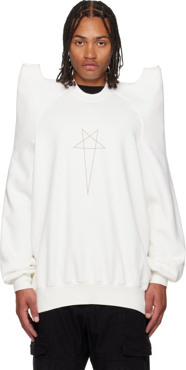 Sweatshirt Rick Owens Concordians Tecsweat Padded Shoulder Sweatshirt Hvid | DU02E7272 FEP3, 0