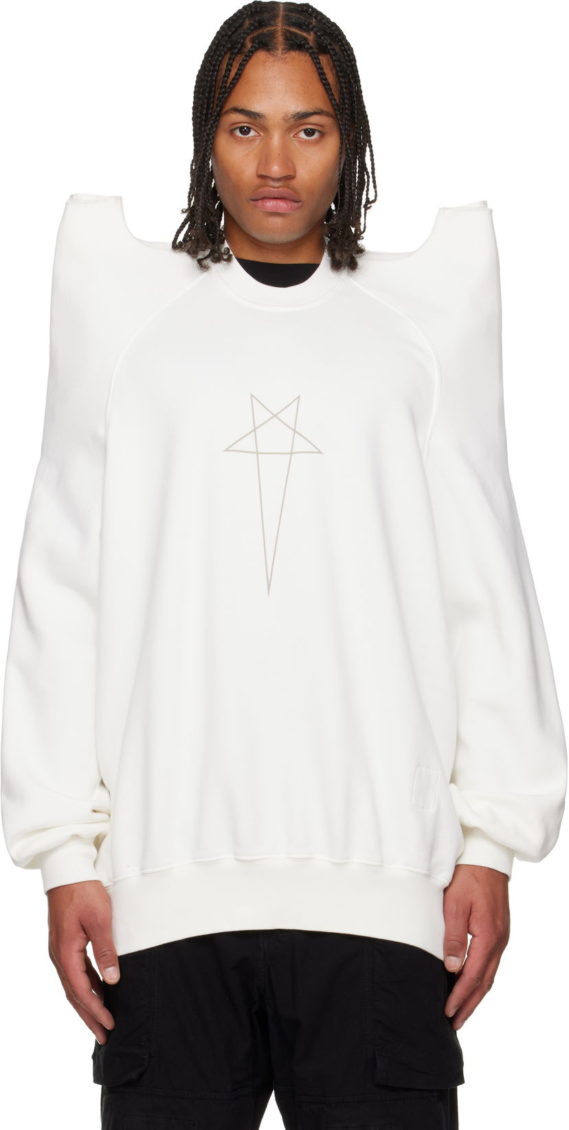 Sweatshirt Rick Owens Concordians Tecsweat Padded Shoulder Sweatshirt Hvid | DU02E7272 FEP3
