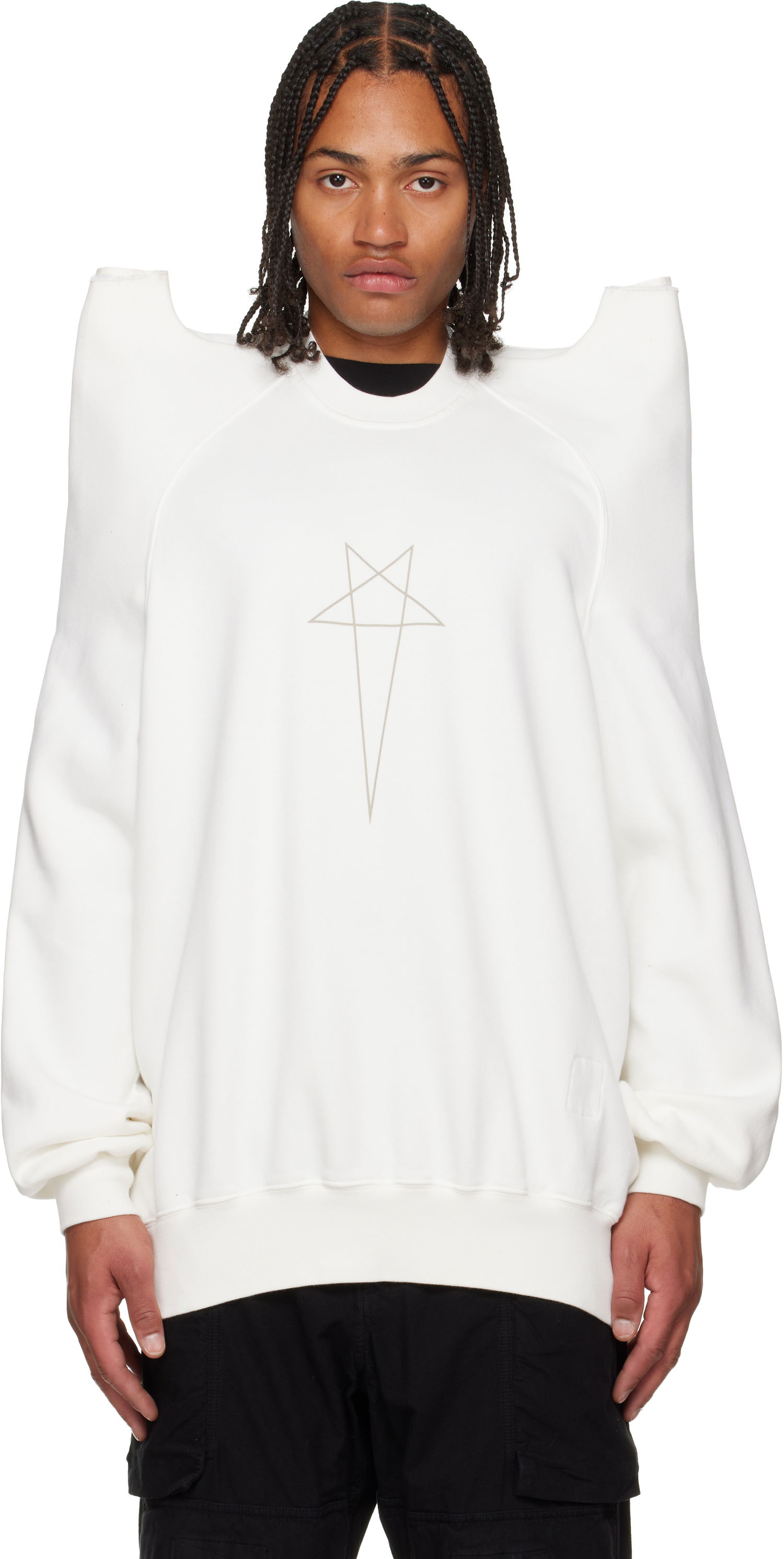 Sweatshirt Rick Owens Concordians Tecsweat Padded Shoulder Sweatshirt Hvid | DU02E7272 FEP3, 0