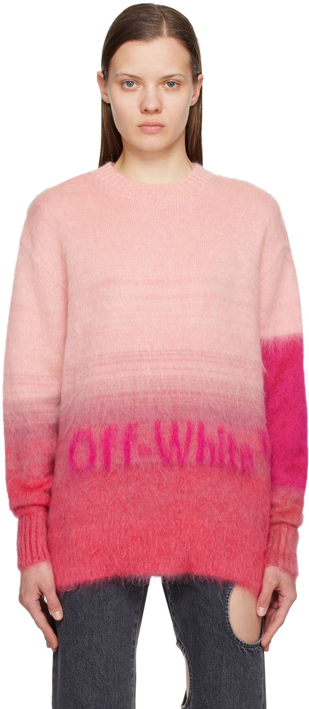Sweater Off-White Off-White Gradient Sweater Lyserød | OWHE084S23KNI0012632